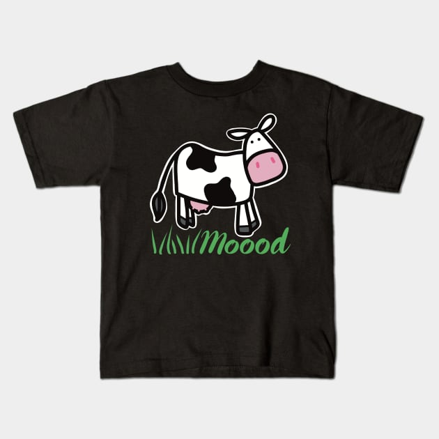 Moody Cow Moood Kids T-Shirt by Punful